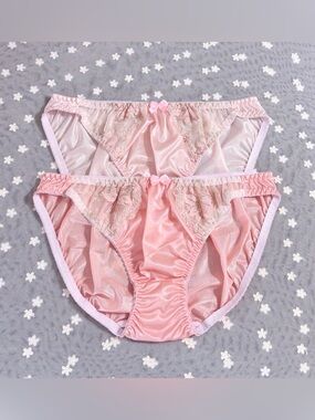 US-XL/JP-4L Japanese Embroidery Shiny Glossy Silky Smooth Tricot Nylon Panties